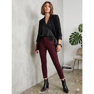 Social Standard Sanctuary Burgundy Leopard Ankle Skinny Pants Mid Rise Sz 10 NEW